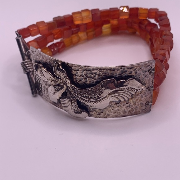 Silpada Extremely Rare Sterling & Carnelian Multi-Bead Unique Toggle Bracelet - Picture 6 of 17